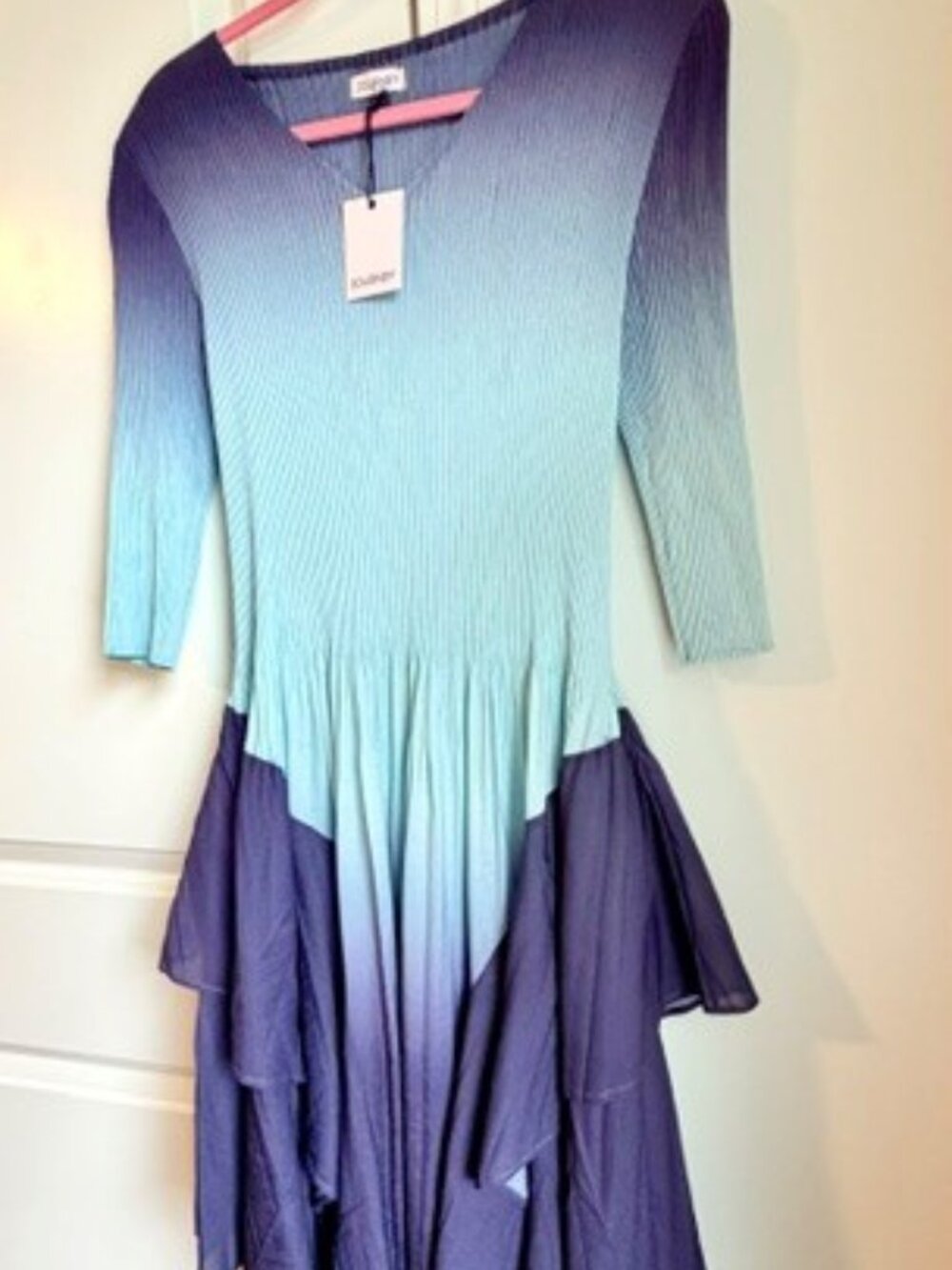 NWT - Journey Pleated Ombre Handkerchief Hem Dress